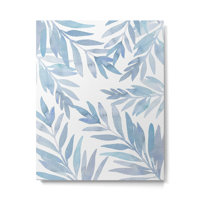 Muted Blue Palm Leaves Metal Print Gallery Image 1