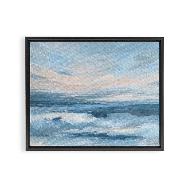 Low Tide - Blue & Coral Abstract Coastal Seascape Framed Canvas Print Gallery Image 3