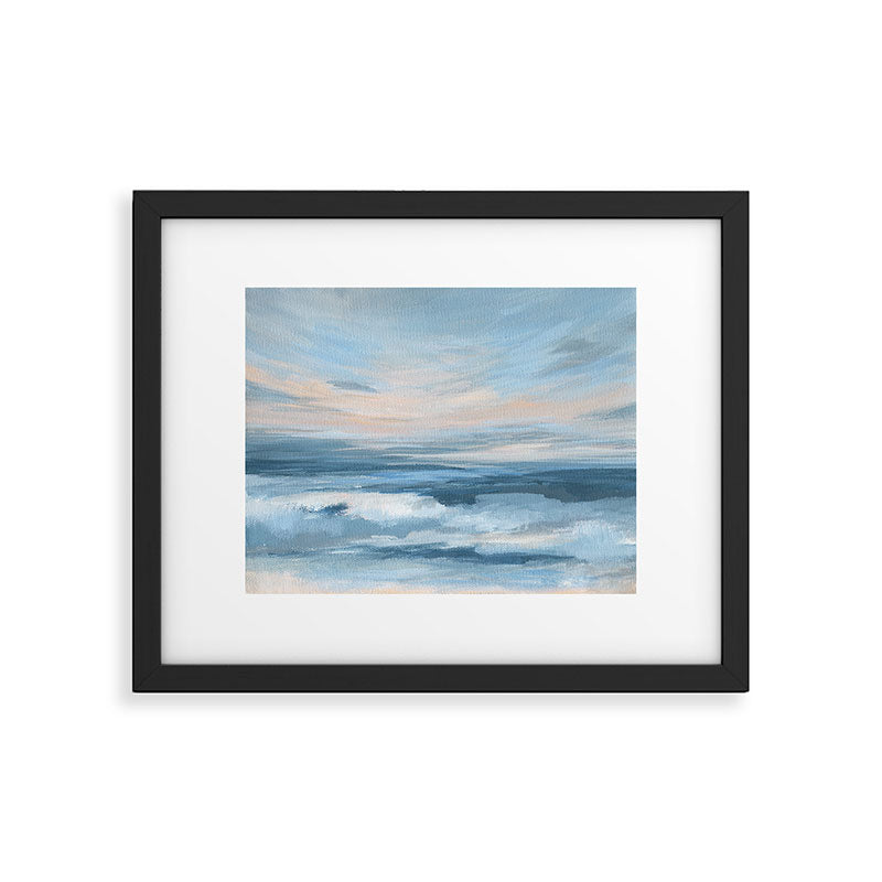 Low Tide - Blue & Coral Abstract Coastal Seascape Framed Art Print Gallery Image 5