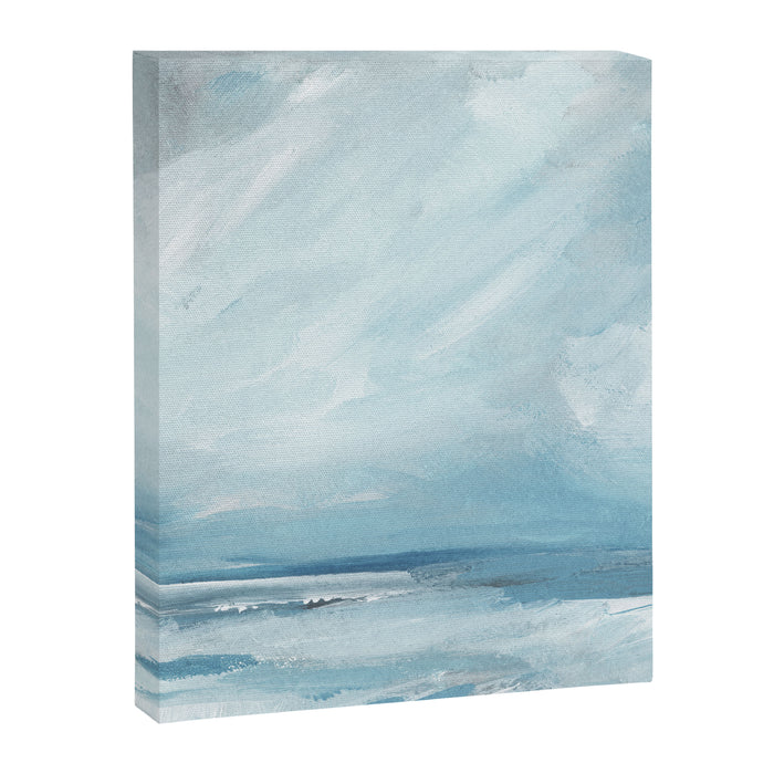 Muted Blue Ocean Seascape Painting Canvas Print Gallery Image 1