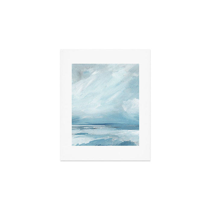 Muted Blue Ocean Seascape Painting Art Print Gallery Image 1