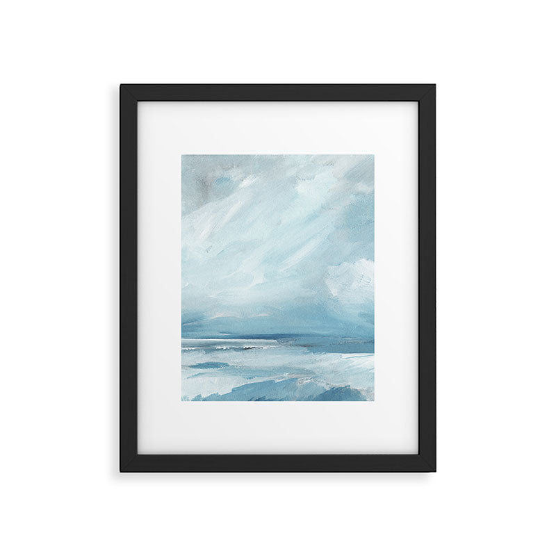 Muted Blue Ocean Seascape Painting Framed Art Print Gallery Image 5