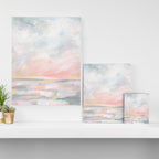 Overwhelm - Pink and Gray Pastel Seascape Canvas Print Gallery Image 3