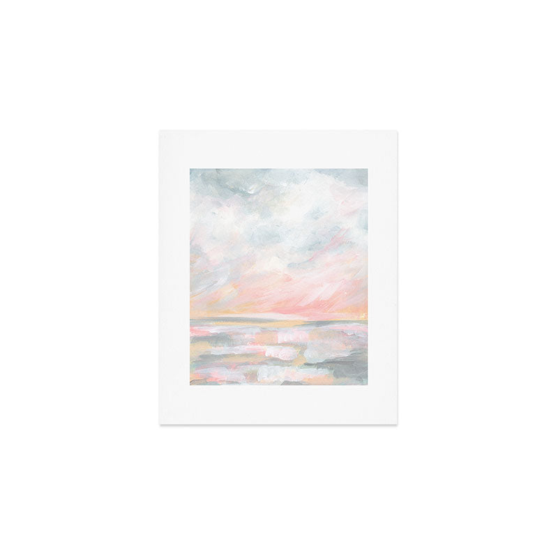 Overwhelm - Pink and Gray Pastel Seascape Art Print Gallery Image 1