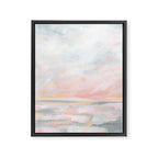 Overwhelm - Pink and Gray Pastel Seascape Framed Canvas Print Gallery Image 3