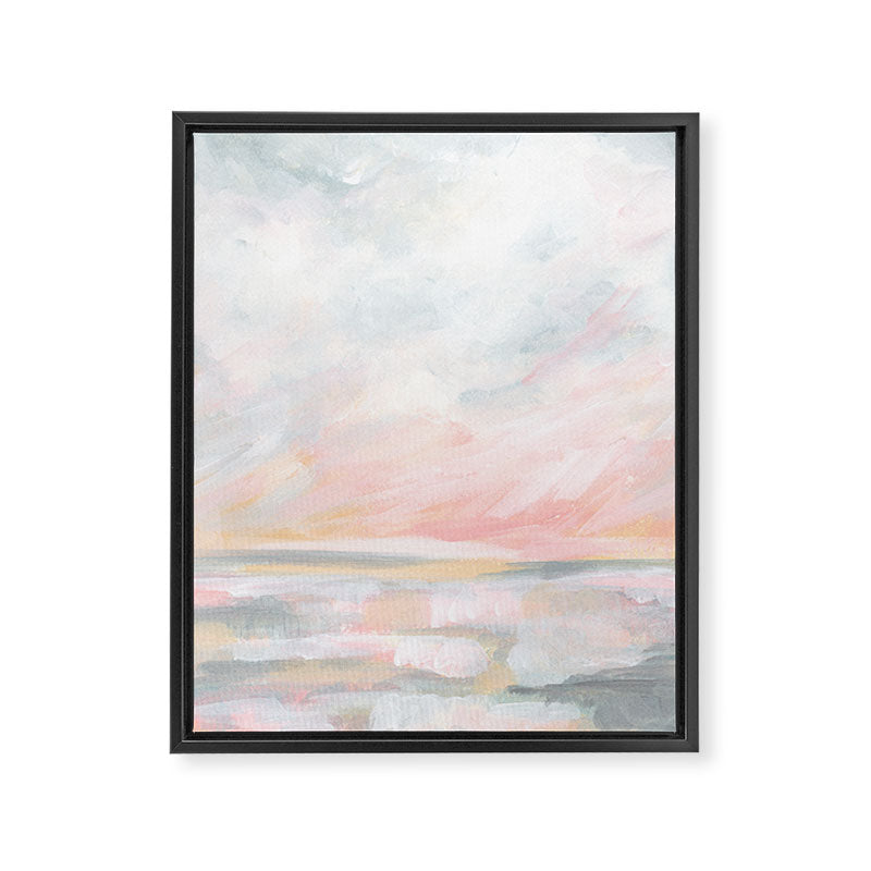 Overwhelm - Pink and Gray Pastel Seascape Framed Canvas Print Gallery Image 3