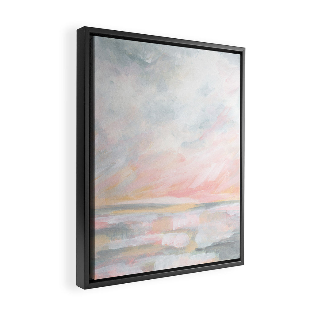 Overwhelm - Pink and Gray Pastel Seascape Framed Canvas Print Gallery Image 2