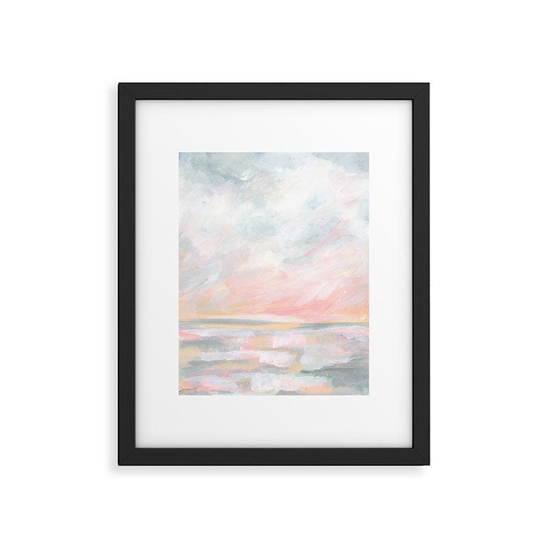 Overwhelm - Pink and Gray Pastel Seascape Framed Art Print Gallery Image 5