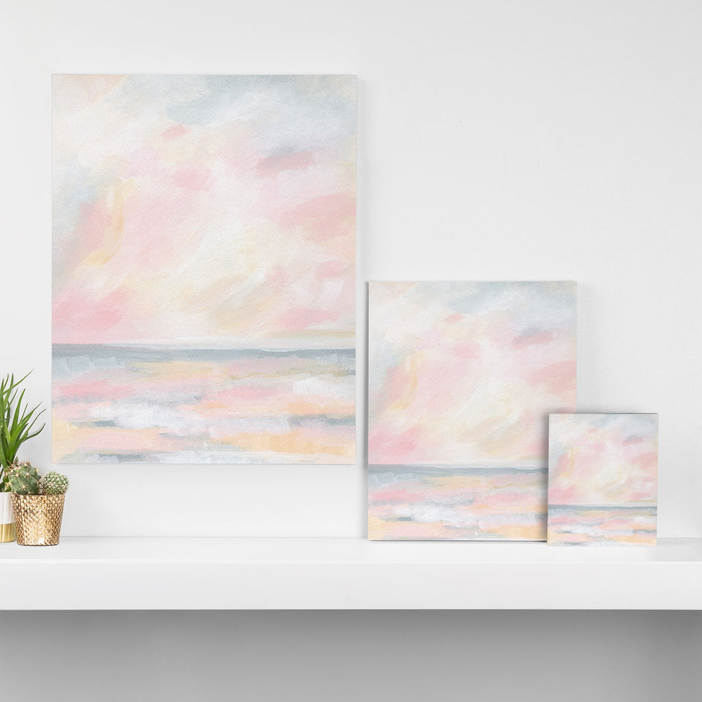 Patience - Pink and Gray Pastel Seascape Canvas Print Gallery Image 3