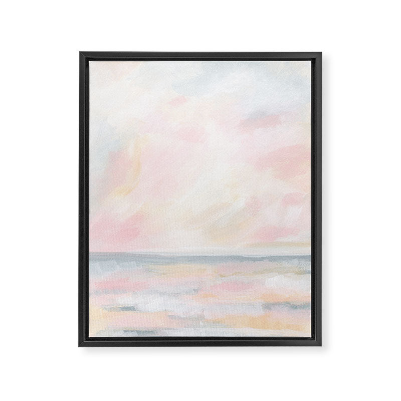 Patience - Pink and Gray Pastel Seascape Framed Canvas Print Gallery Image 3