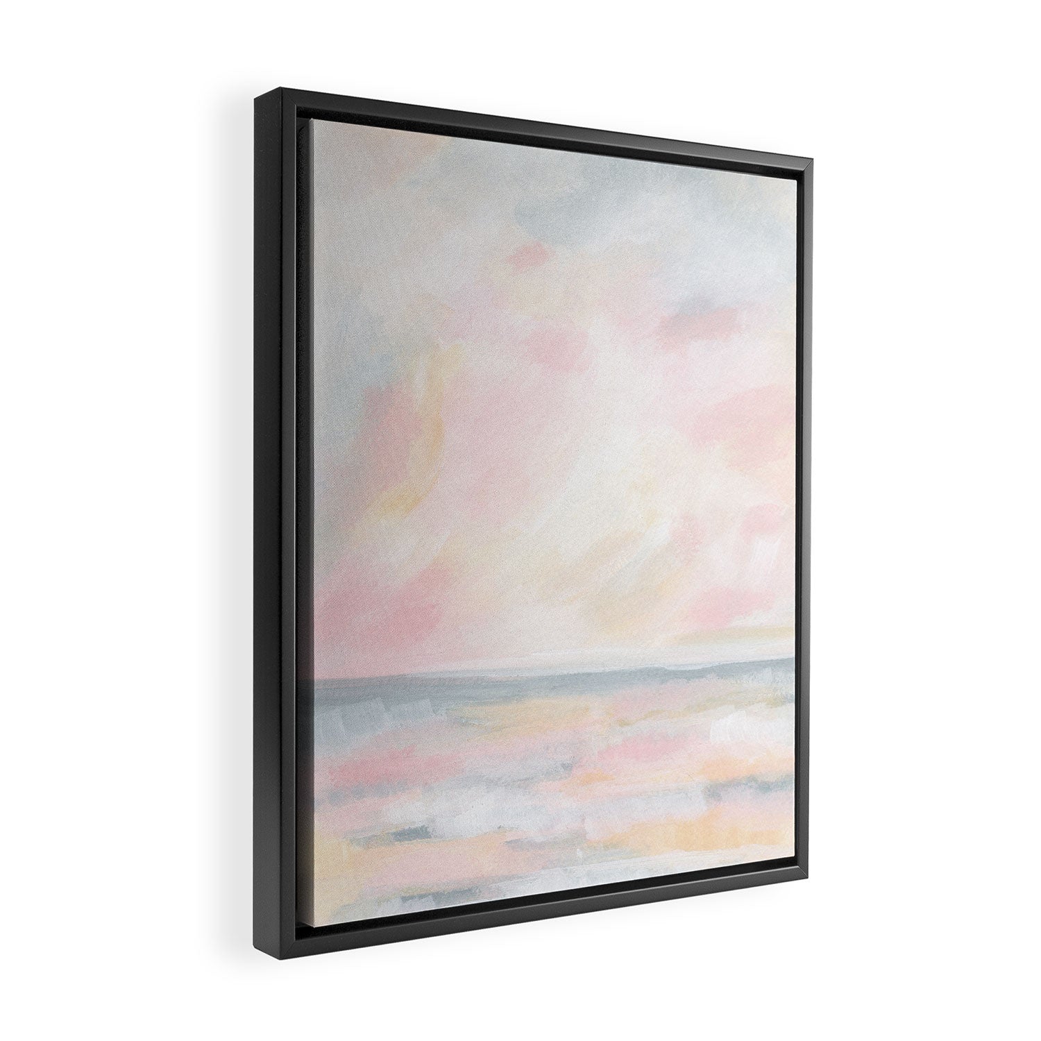 Patience - Pink and Gray Pastel Seascape Framed Canvas Print Gallery Image 2