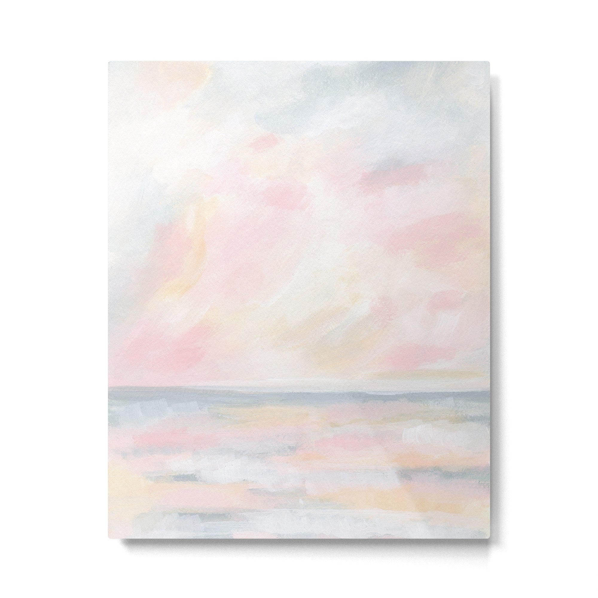 Patience - Pink and Gray Pastel Seascape Metal Print Gallery Image 4