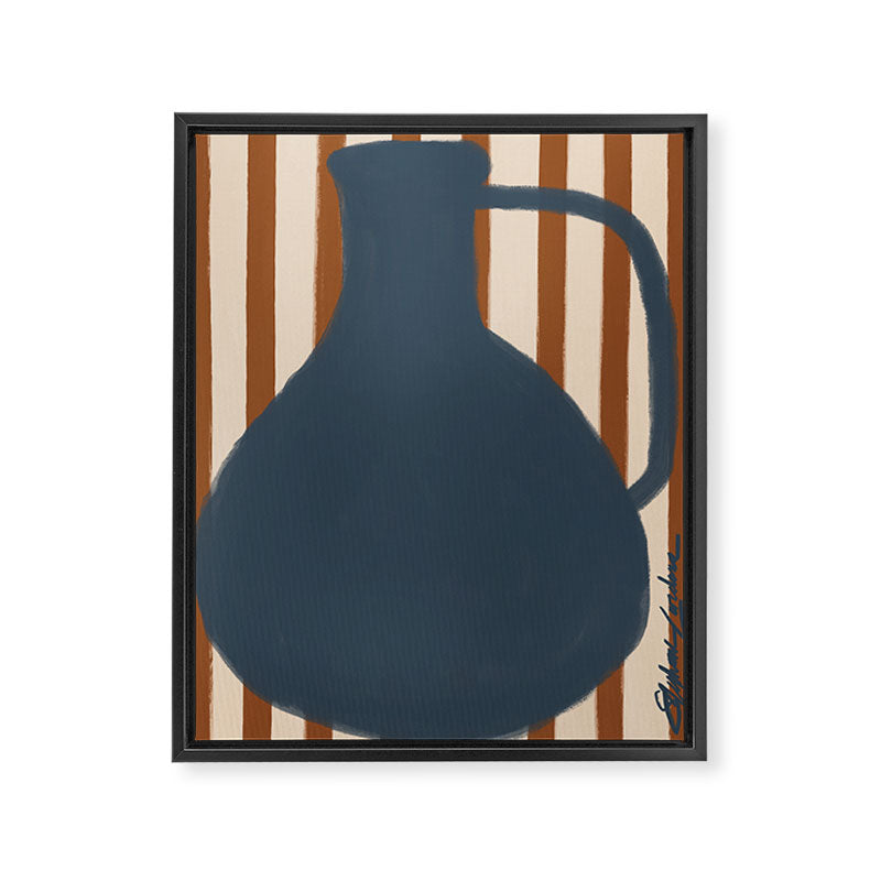 Blue Vase Red Stripes Framed Canvas Print Gallery Image 6