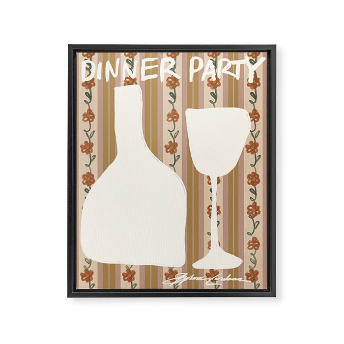 Dinner Party Vintage Stripe Framed Canvas Print Gallery Image 1
