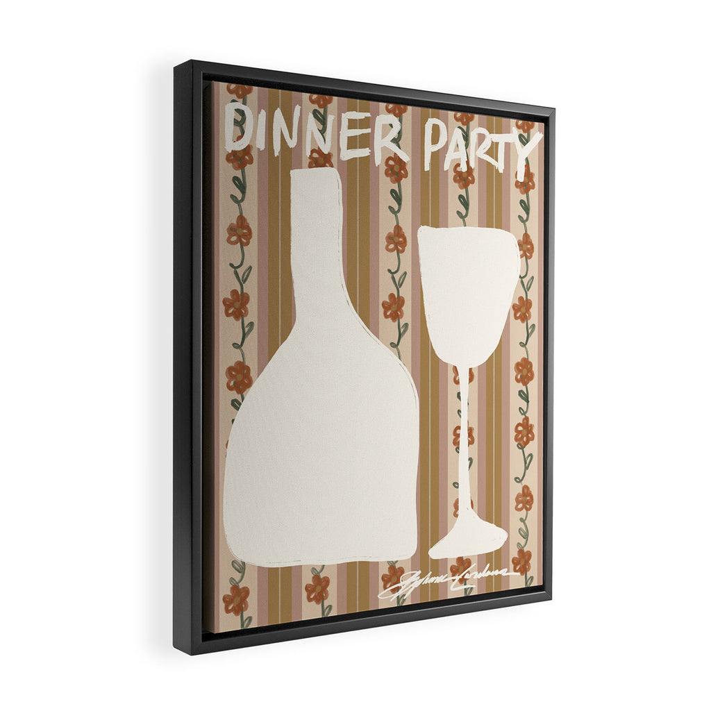 Dinner Party Vintage Stripe Framed Canvas Print Gallery Image 2