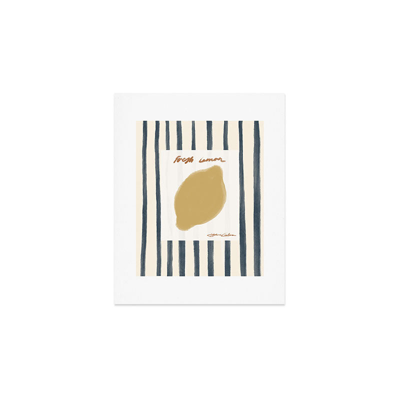 Fresh Lemon Vintage Stripes Art Print Gallery Image 1