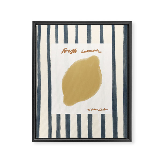 Fresh Lemon Vintage Stripes Framed Canvas Print Gallery Image 1