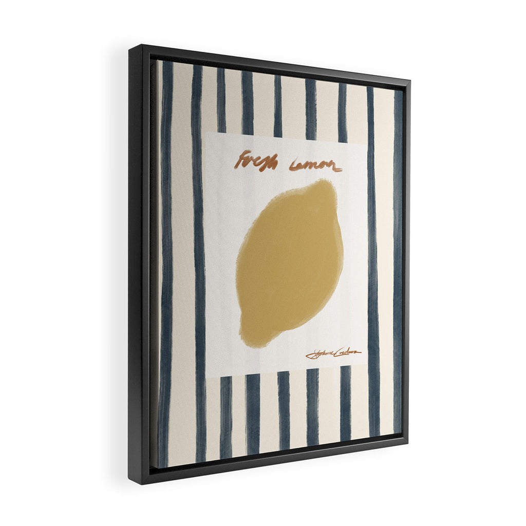 Fresh Lemon Vintage Stripes Framed Canvas Print Gallery Image 2