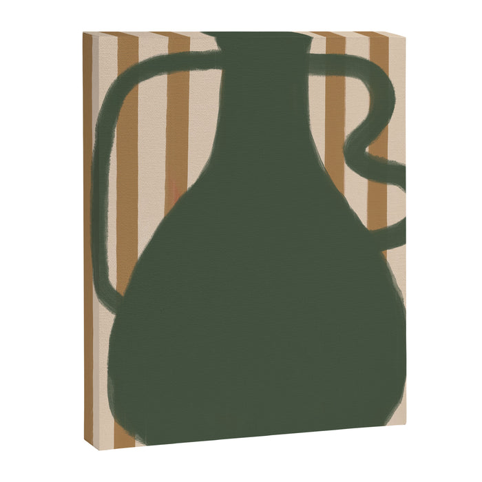 Green Vase with Yellow Stripes Canvas Print Gallery Image 1