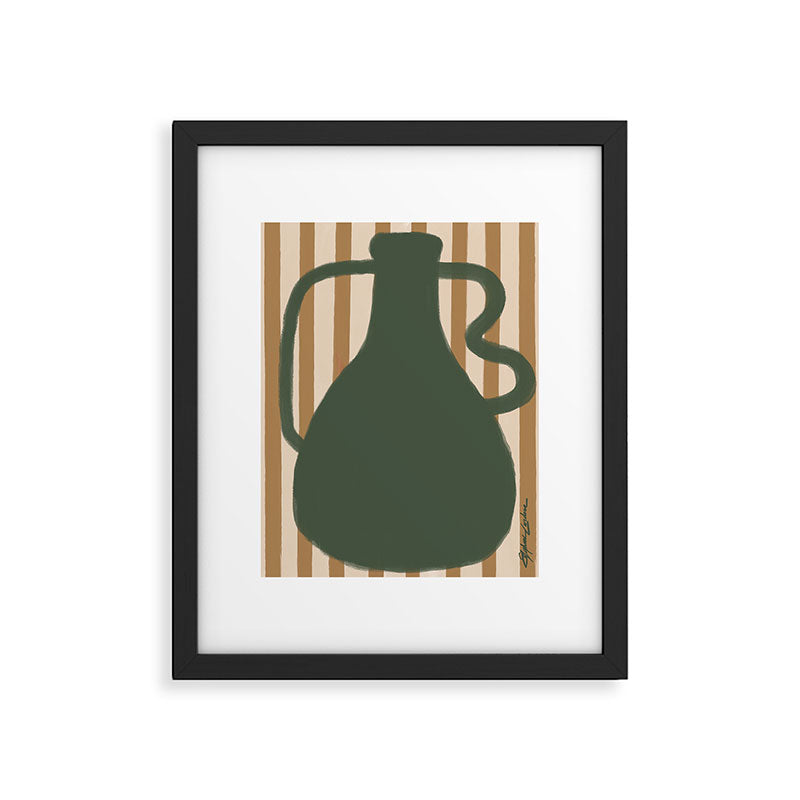 Green Vase with Yellow Stripes Framed Art Print Gallery Image 5