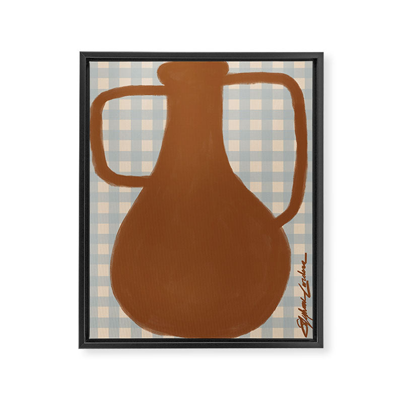 Red Vase with Blue Checkerboard Framed Canvas Print Gallery Image 6