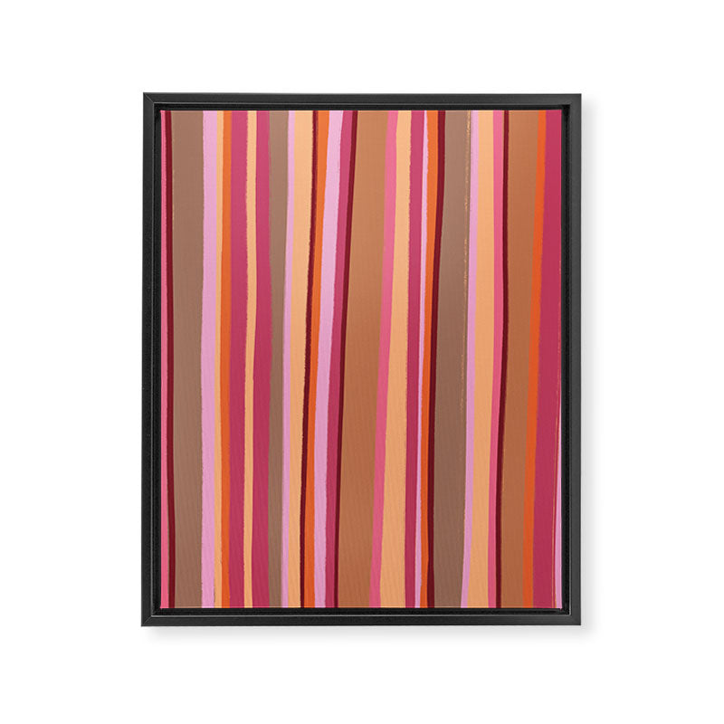 Sunday Morning Stripes Inspired by PANTONE 17 1230 Mocha Mousse Framed Canvas Print Gallery Image 6
