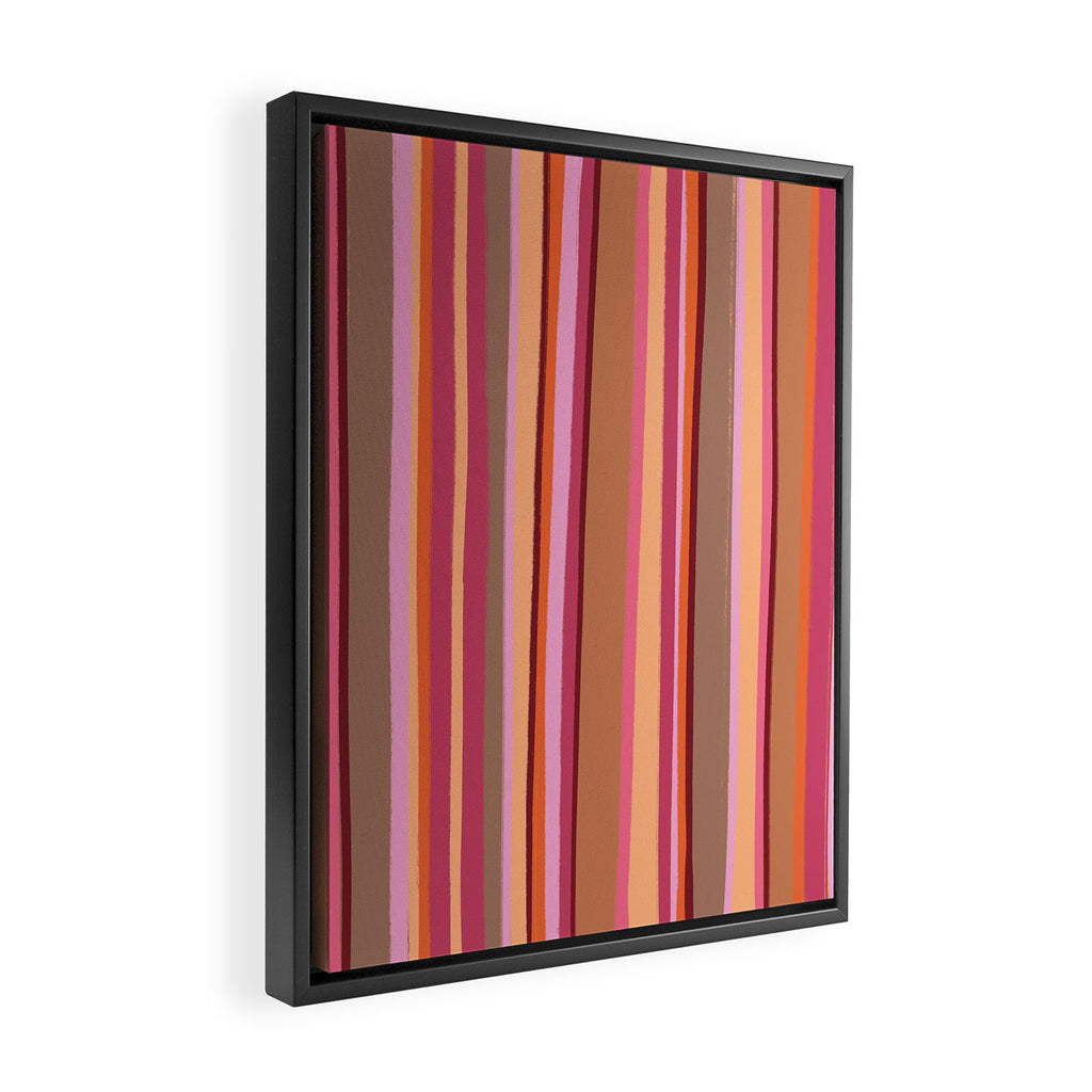 Sunday Morning Stripes Inspired by PANTONE 17 1230 Mocha Mousse Framed Canvas Print Gallery Image 2