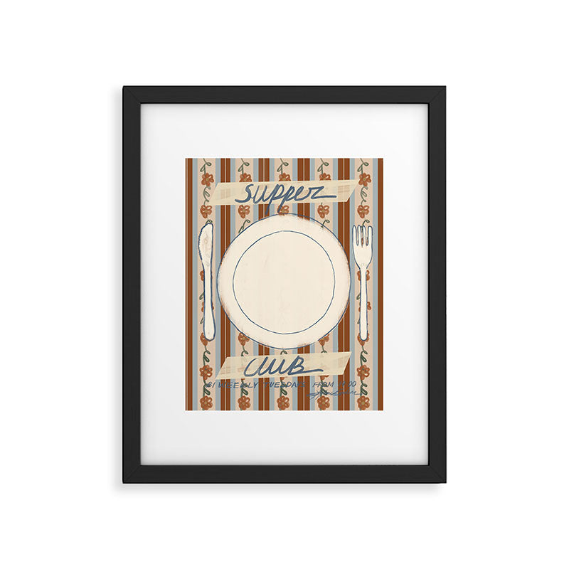 Supper Club Vintage Stripe Framed Art Print Gallery Image 5
