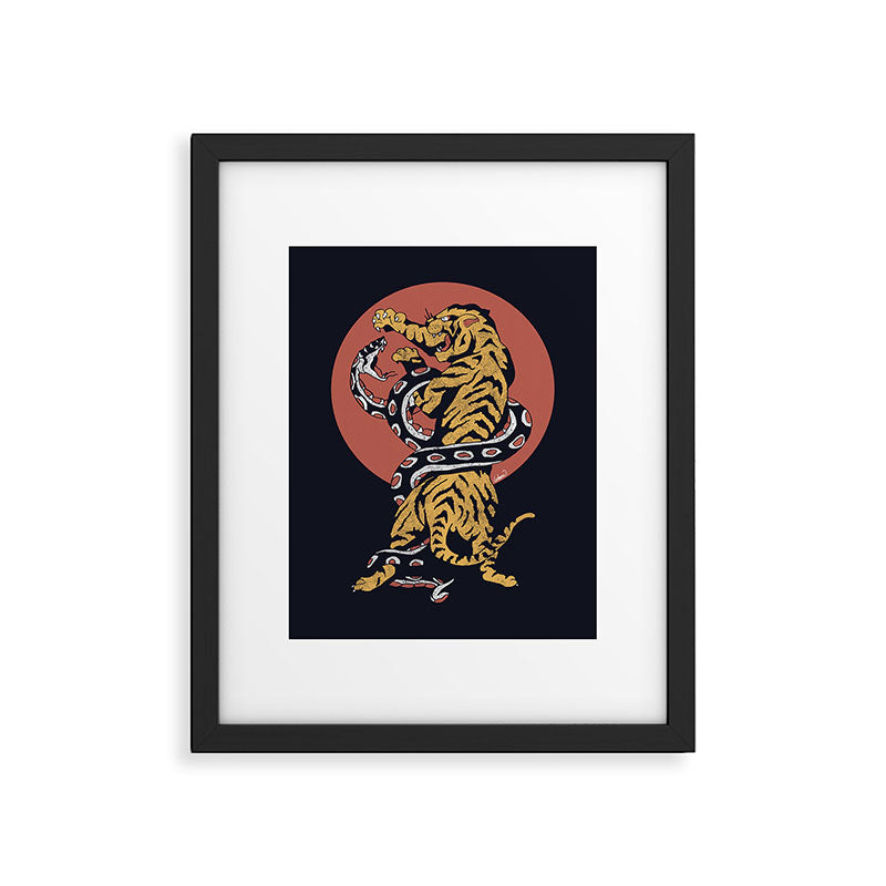 Classic Tattoo Snake vs Tiger Framed Art Print Gallery Image 6
