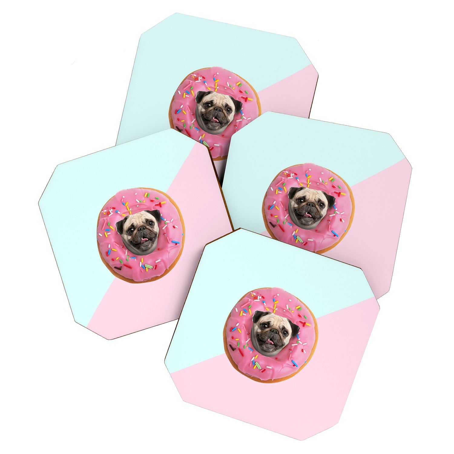 Pug Strawberry Donut Coaster Gallery Image 1