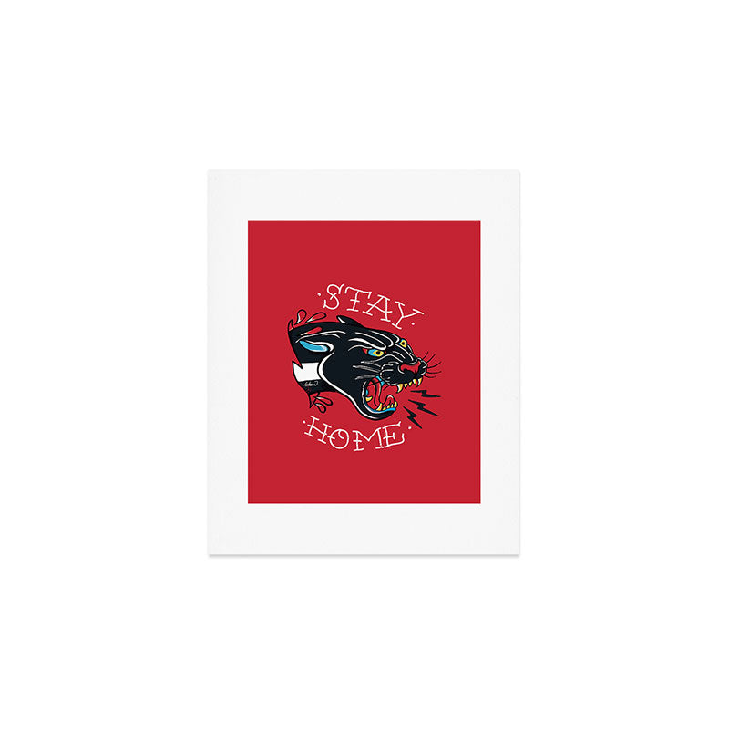 Stay Home Panther Tattoo Art Print Gallery Image 1