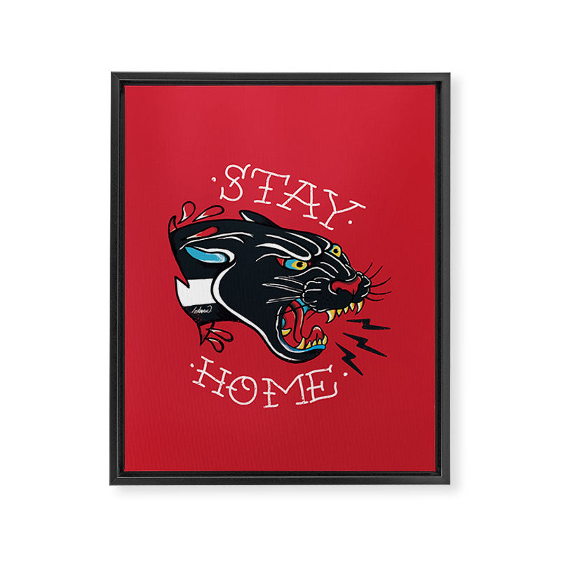 Stay Home Panther Tattoo Framed Canvas Print Gallery Image 8
