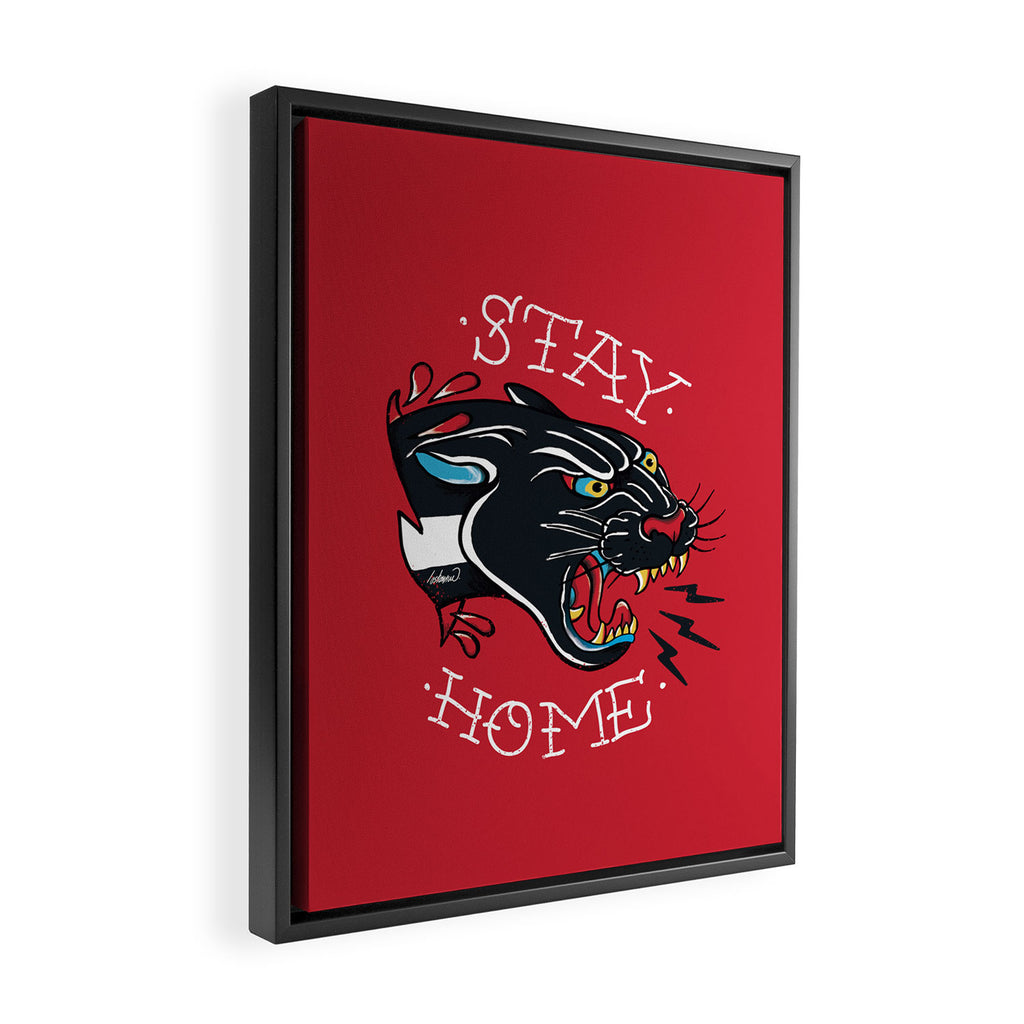 Stay Home Panther Tattoo Framed Canvas Print Gallery Image 2