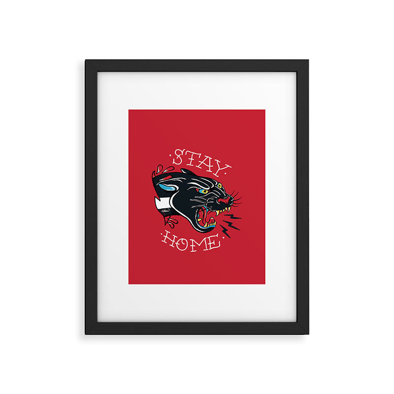 Stay Home Panther Tattoo Framed Art Print Gallery Image 1
