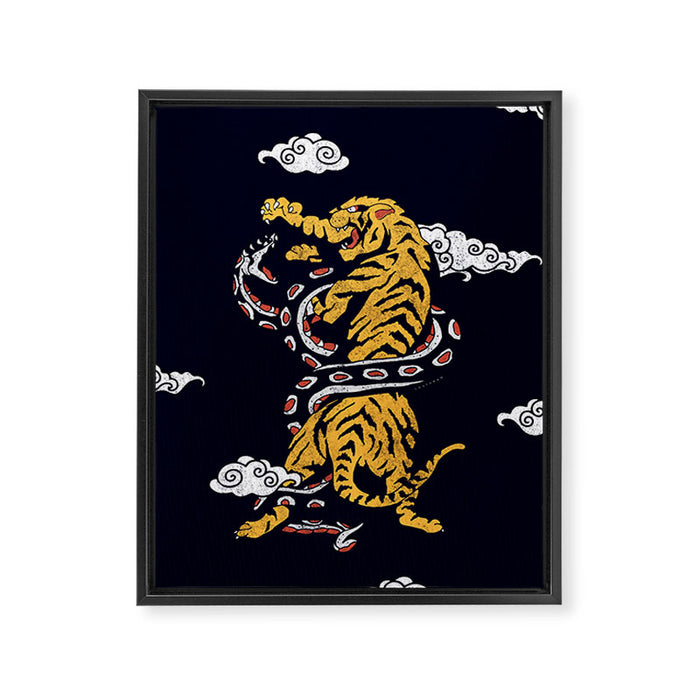 Tiger vs Snake Framed Canvas Print Gallery Image 1
