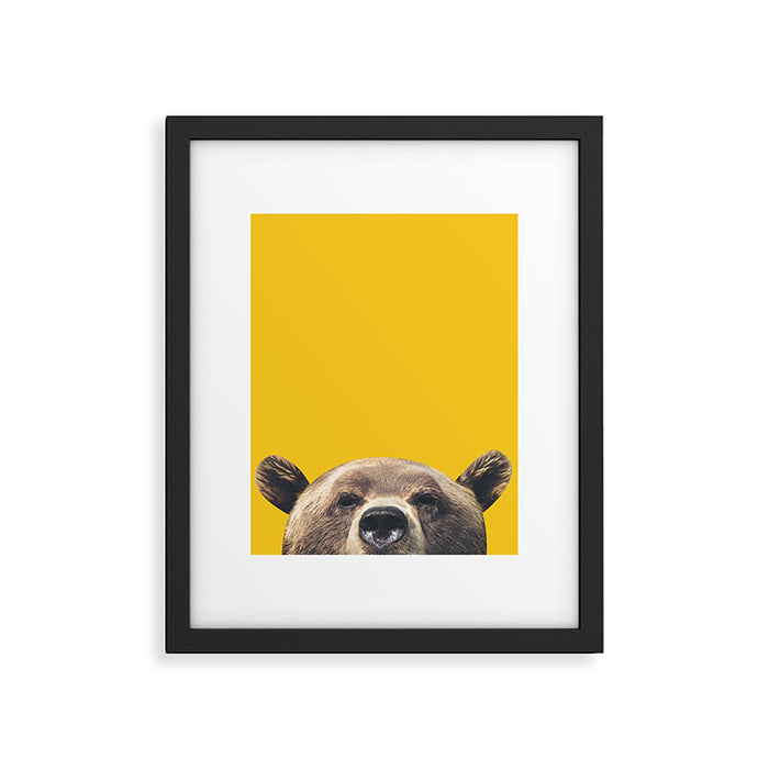 Bear - Yellow Framed Art Print Gallery Image 1