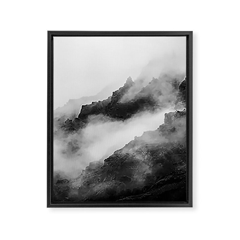 Foggy Mountains Black and White Framed Canvas Print Gallery Image 8