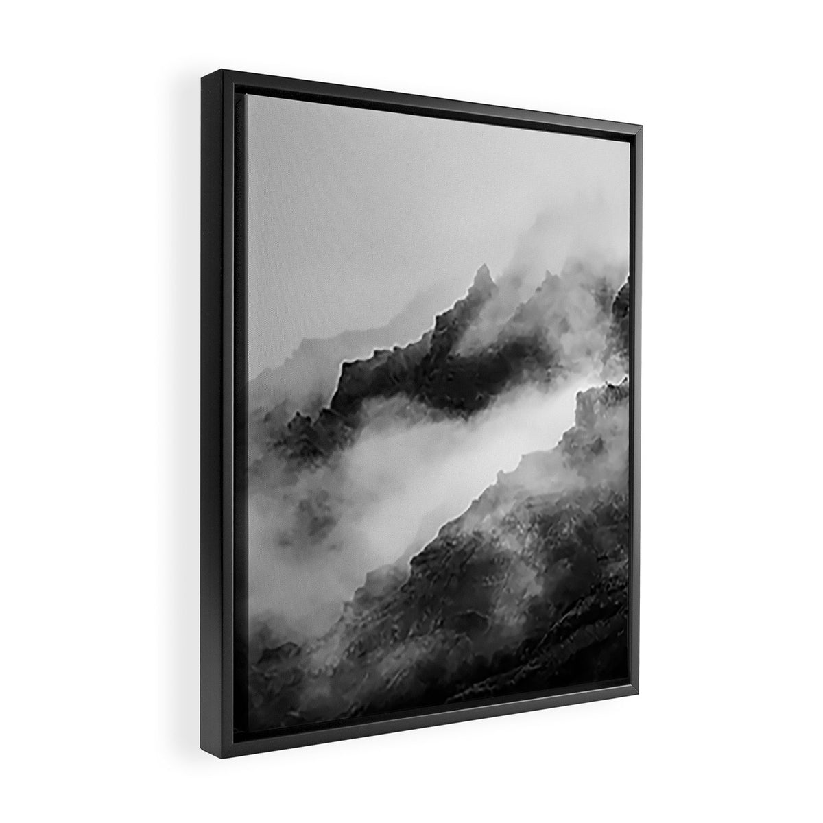 Foggy Mountains Black and White Framed Canvas Print Gallery Image 2
