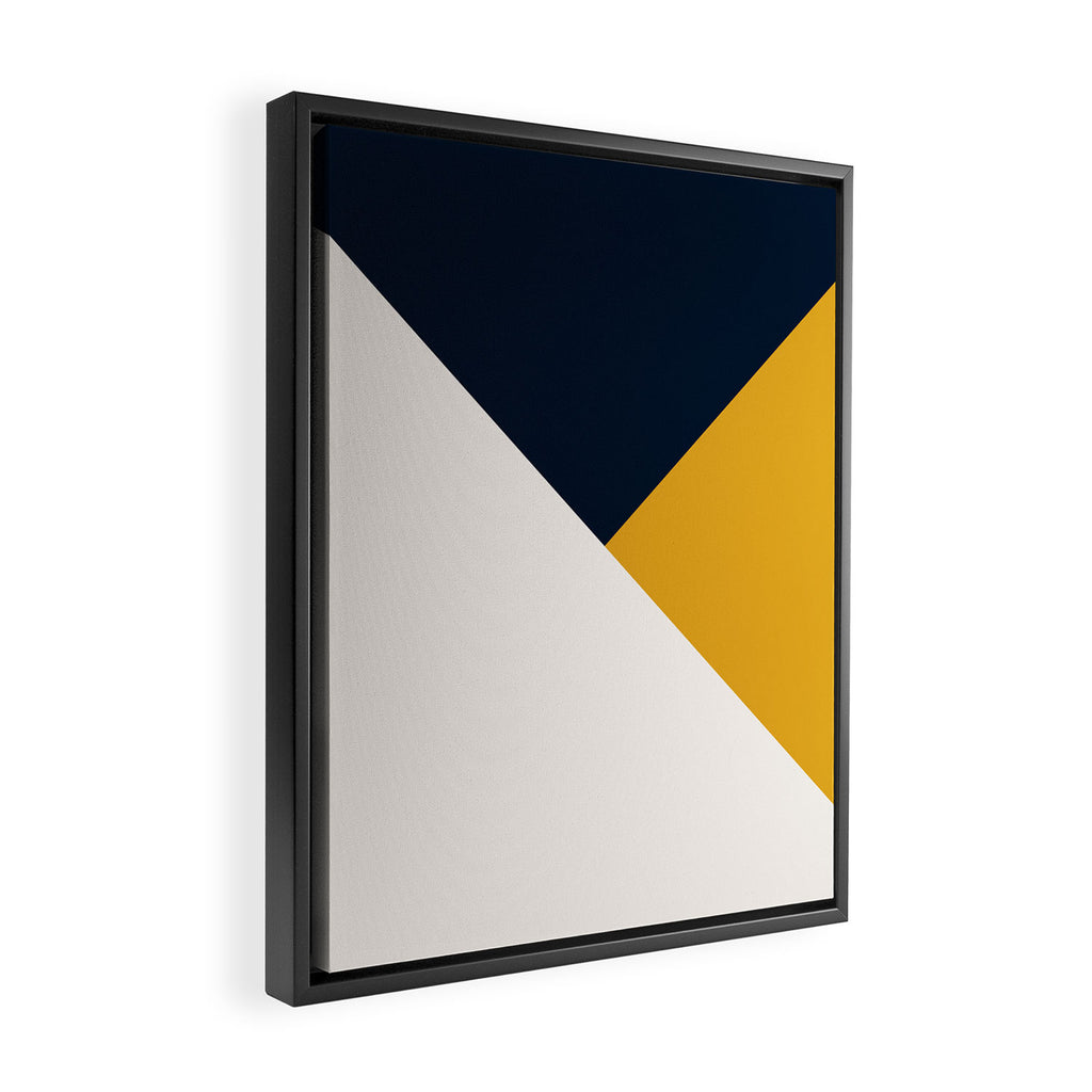 Tricolor Geometry Navy Yellow Framed Canvas Print Gallery Image 2