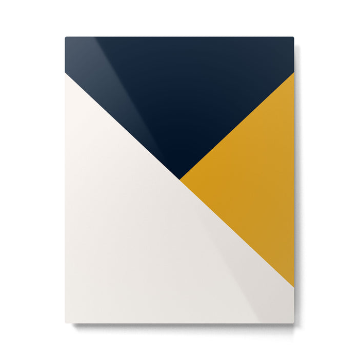 Tricolor Geometry Navy Yellow Metal Print Gallery Image 1