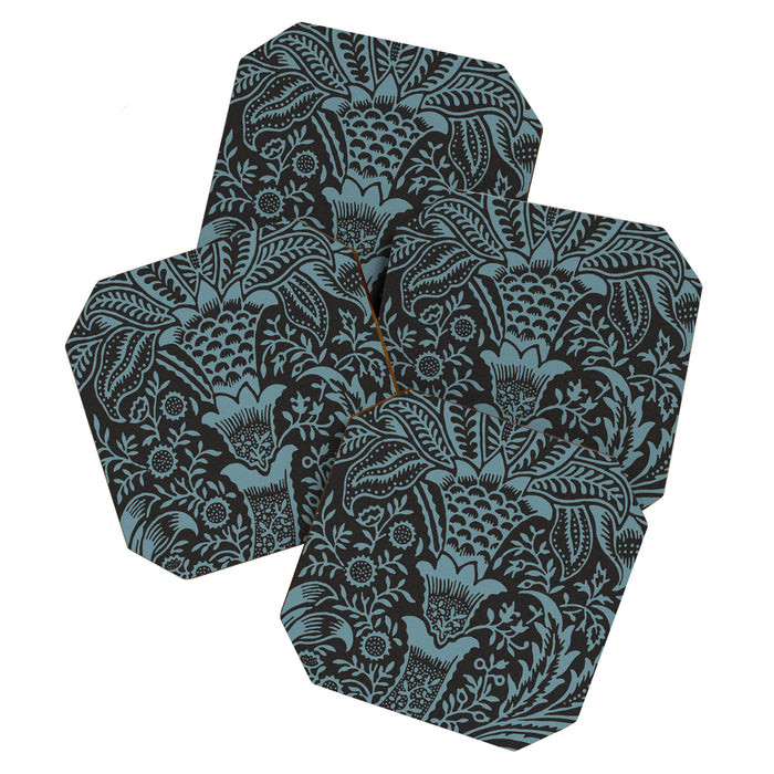 Tropical pattern black Coaster Gallery Image 1