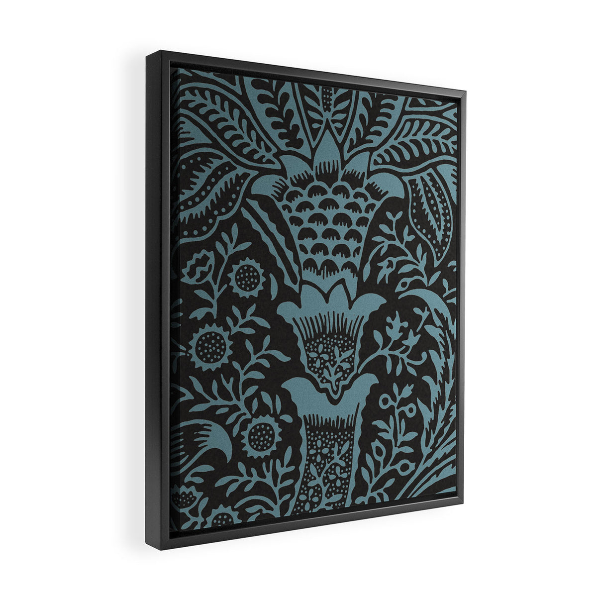 Tropical pattern black Framed Canvas Print Gallery Image 2