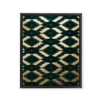 Bohemian Gold Forest Green Ikat Pattern Framed Canvas Print Gallery Image 8