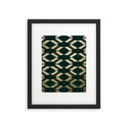 Bohemian Gold Forest Green Ikat Pattern Framed Art Print Gallery Image 6