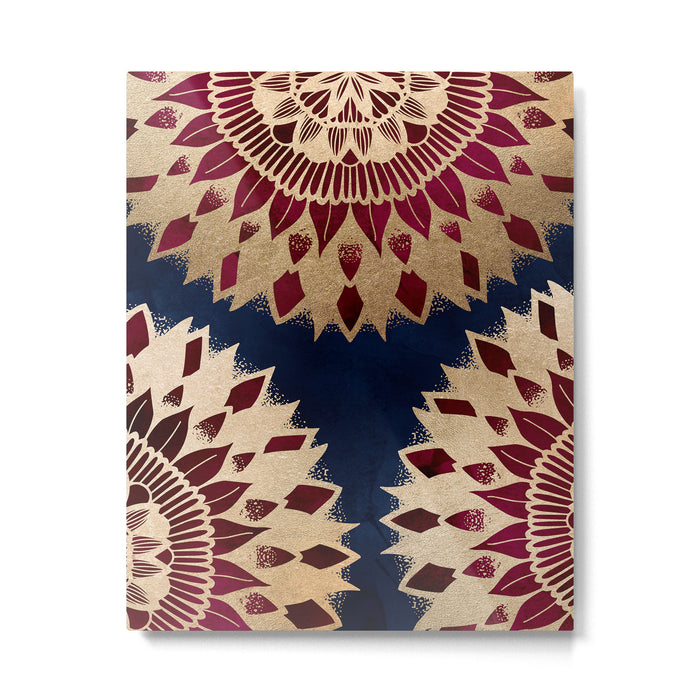Bohemian Gold Navy Burgundy Hand Drawn Mandala Metal Print Gallery Image 1
