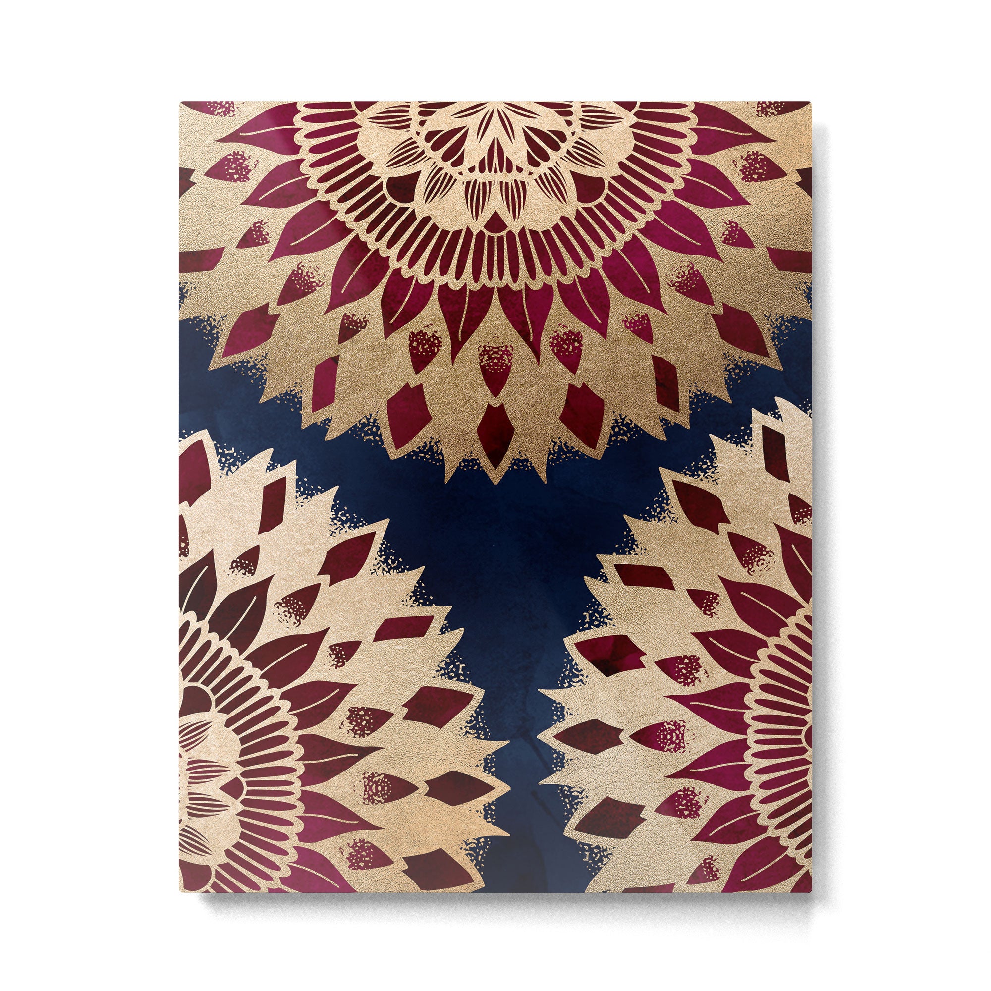 Bohemian Gold Navy Burgundy Hand Drawn Mandala Metal Print Gallery Image 6