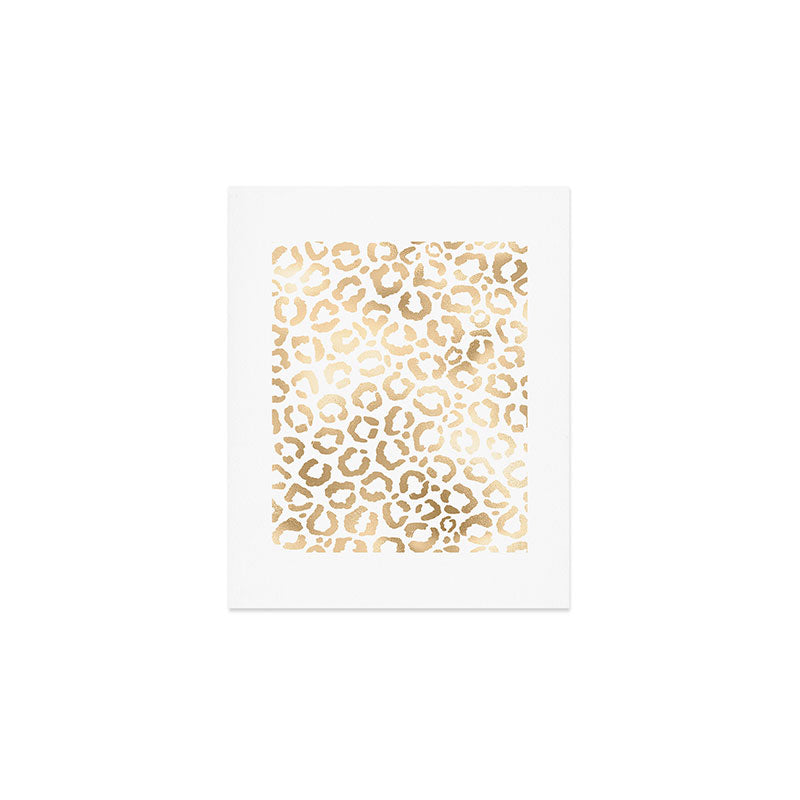 Elegant Gold White Leopard Cheetah Animal Print Art Print Gallery Image 1