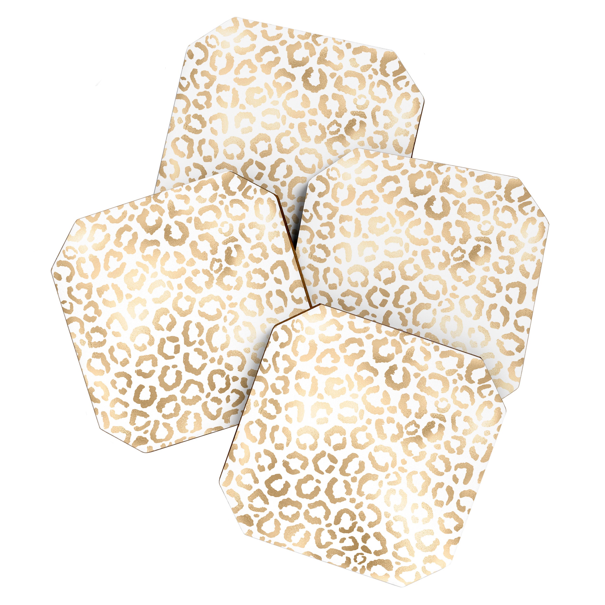 Elegant Gold White Leopard Cheetah Animal Print Coaster Gallery Image 1