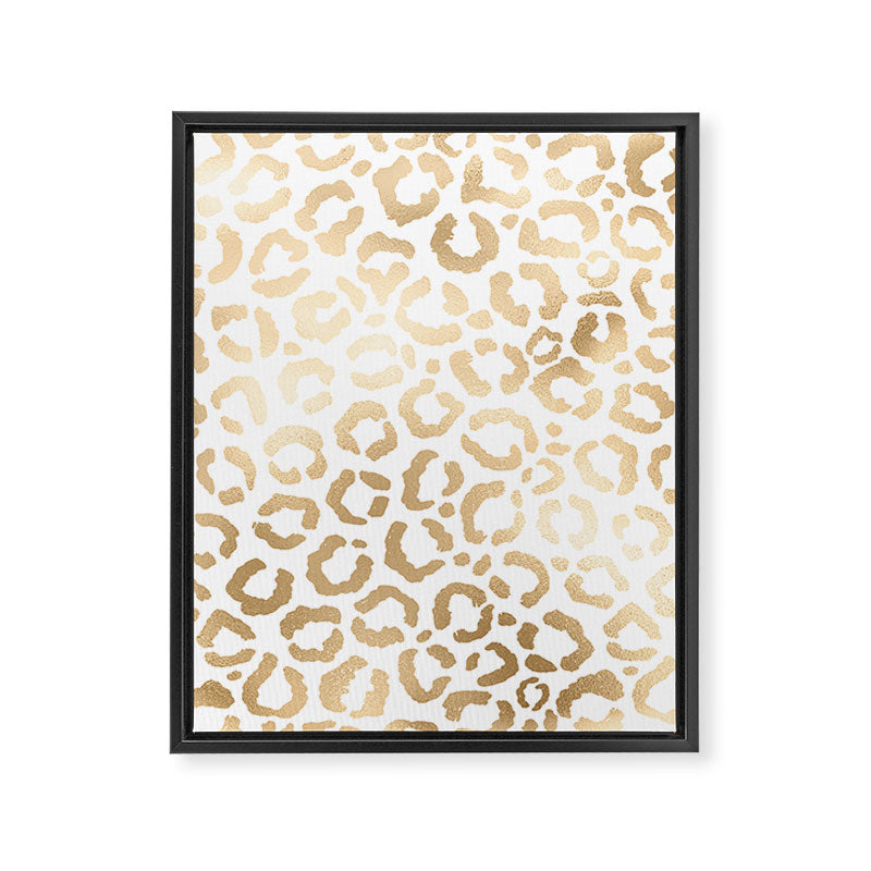 Elegant Gold White Leopard Cheetah Animal Print Framed Canvas Print Gallery Image 8