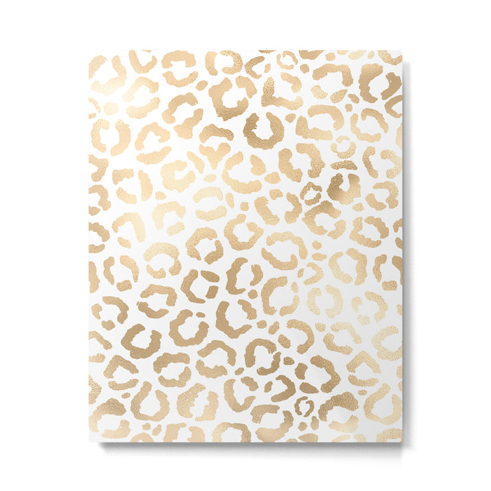 Elegant Gold White Leopard Cheetah Animal Print Metal Print Gallery Image 1